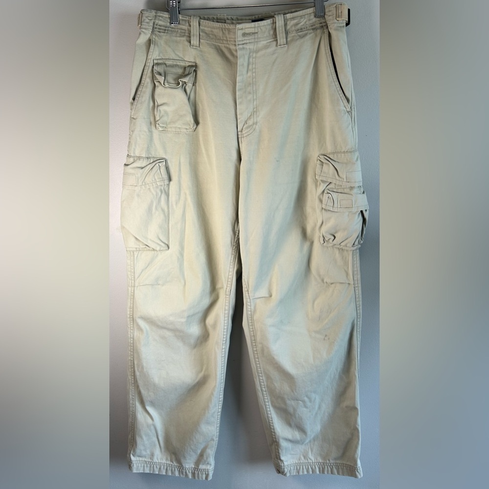 Vintage Gap Men’s Pants Size M Khakis Cargo Baggy Utility Grunge Tan White 1999
